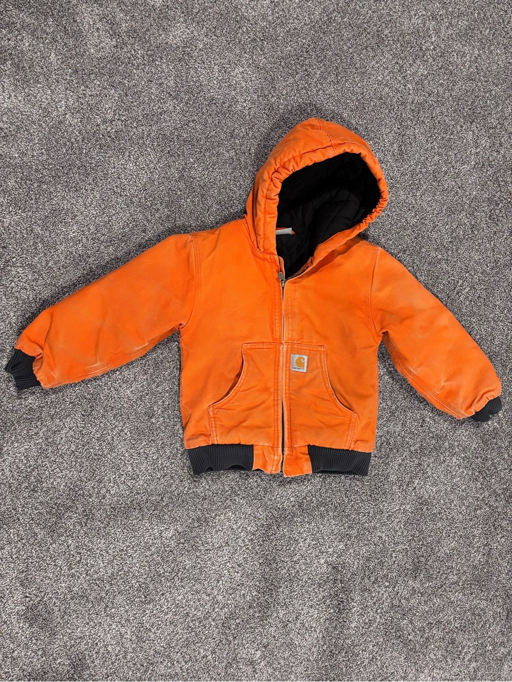 Carhartt Orange Quilted Hooded Work Jacket